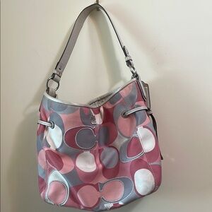 Coach Pink and Gray Shoulder Bag
